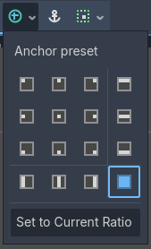 Setting the anchor preset to Full Rect on the ColorRect node
