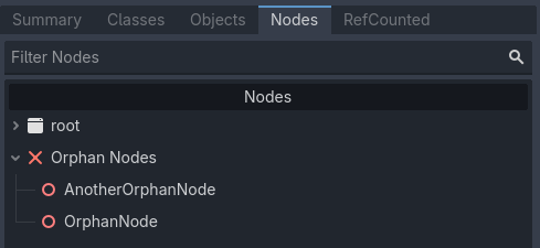 Orphan nodes at the end of the nodes tree in the ObjectDB profiler